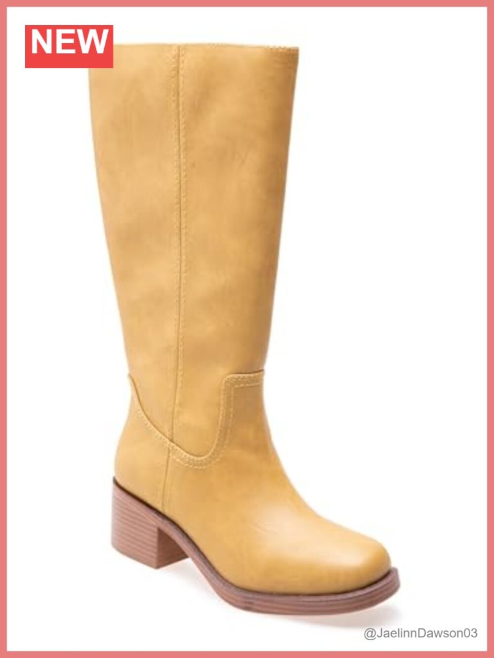 Mustang Knee High Equestrian Boot PU Block Heel Pull On